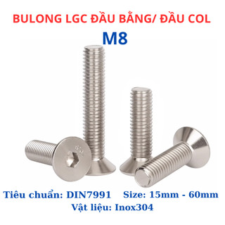 Bulong lục giác đầu col, lục giác đầu bằng Inox 304 M8 (8 li)) dài từ 15mm - 60mm.