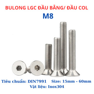 Bulong lục giác đầu col, lục giác đầu bằng Inox 304 M8 (8 li)) dài từ 15mm - 60mm.
