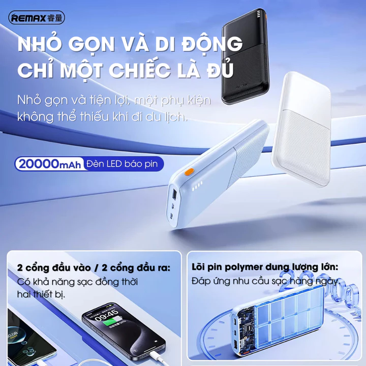 Sạc dự phòng 20.000mAh - Sạc dự phòng nhanh 2.4A - Chính hãng giá tốt Remax RPP-26 – 3