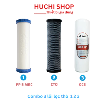 Combo lõi lọc nước 123 Daikiosan, Đại Việt - PP-OCB-CTO dùng cho các dòng máy lọc nước RO