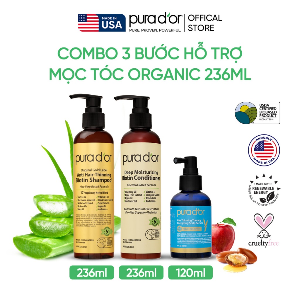 Ảnh Combo 3 Bước dầu gội, dầu xả và tinh chất Hỗ Trợ Giảm Rụng, Chăm Sóc Da Đầu, Hỗ Trợ Mọc Tóc 236ml 1