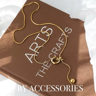 Dây chuyền nữ titan dáng dài kiểu mì phối bi tròn và khóa OT không gỉ WN2499 BY ACCESSORIES