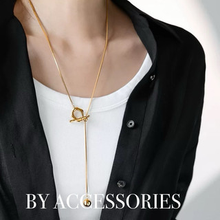 Dây chuyền nữ titan dáng dài kiểu mì phối bi tròn và khóa OT không gỉ WN2499 BY ACCESSORIES