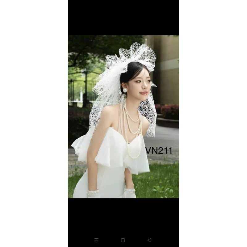 Voan cô dâu lưới to màu trắng cho cô dâu+ có lược cài tóc