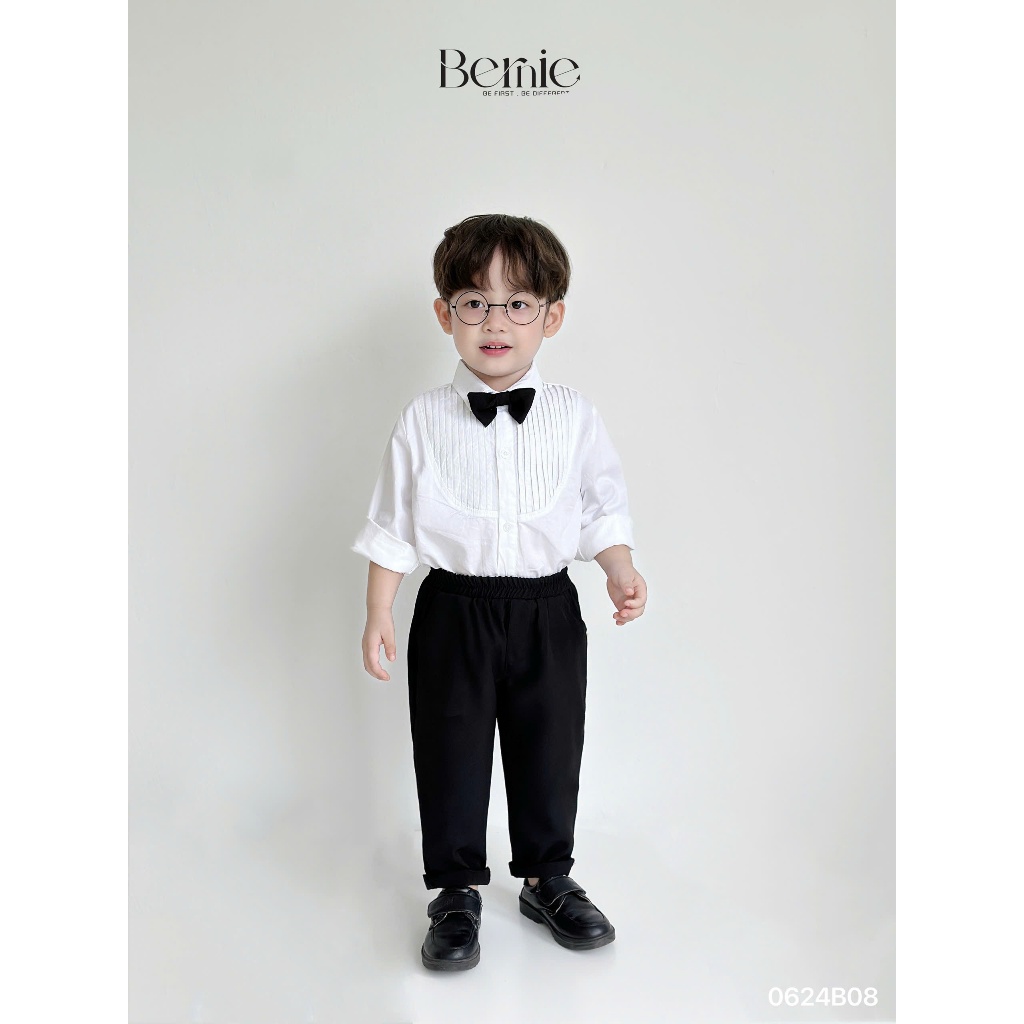 Bộ công tử bé trai áo gile phối sơ mi dài tay Bernie, set gile vest 4 chi tiết phong cách Hàn Quốc