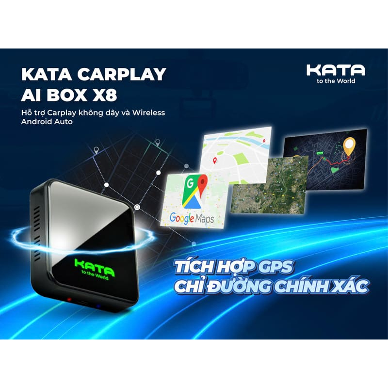 Bộ Carplay Android AI Box KATA chính hãng dành cho ô tô, Chip Qualcomm 6225, hệ điều hành Android 13, kết nối linh hoạt