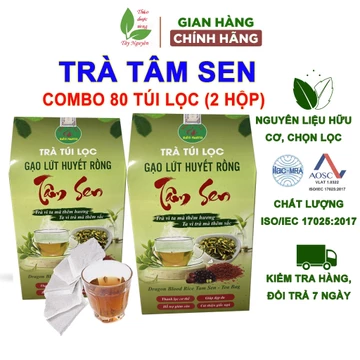 80 gói trà tâm sen túi lọc Bảo Khang, trà gạo lứt, gạo lứt, tâm sen, đỗ đen, táo đỏ, hồng sâm