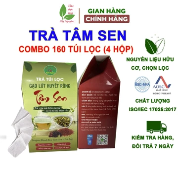 160 gói trà túi lọc tâm sen Bảo Khang, trà tim sen, gạo lứt, đỗ đen xanh lòng, táo đỏ, hồng sâm