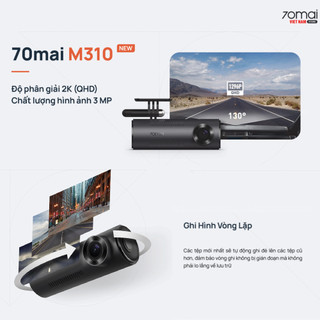 Camera Hành Trình 70mai Dash Cam M310, Bản Quốc Tế, Phát Hiện Va Chạm, Giám Sát Đỗ Xe 24h, Kết Nối Wifi Tiện Lợi, BH 24T