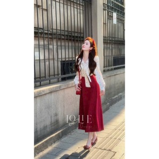 Set váy thời trang dạ hội áo vải lụa chấm bi tay dài phối chân váy chất tuyết mưa xinh xắn đáng yêu