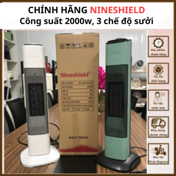 Máy sưởi gốm sưởi phòng ngủ Nineshield 2000W, Quạt sưởi máy sưởi cho bé an toàn không đốt oxy