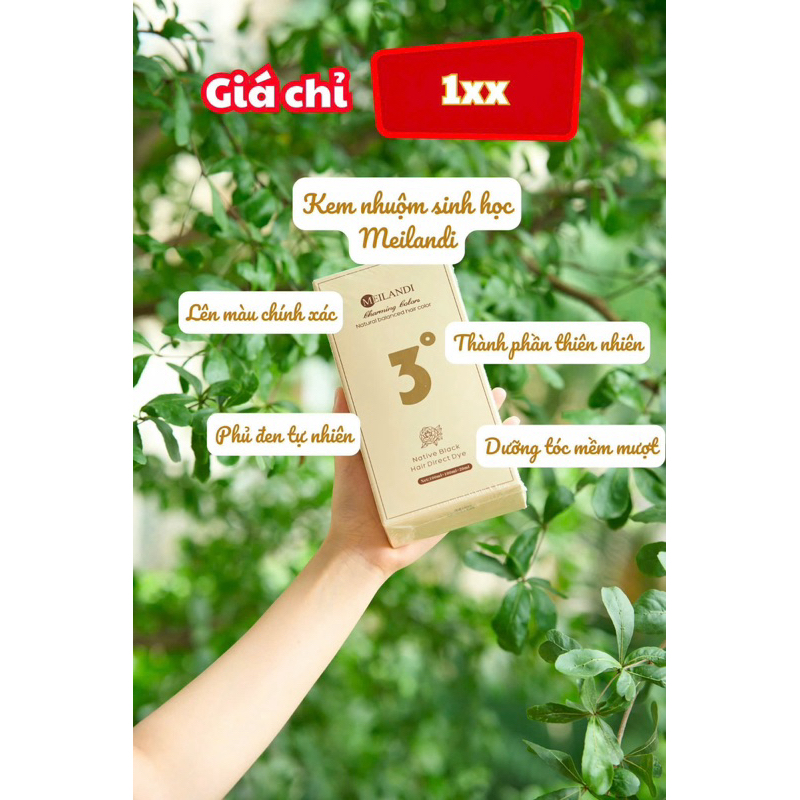 Kem nhuộm phủ sinh học Meilandi hoa trà Nhật Bản - Màu đen số 3 full set 100ml