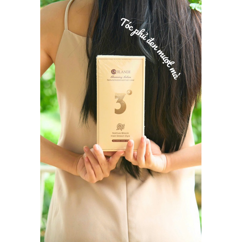 Kem nhuộm phủ sinh học Meilandi hoa trà Nhật Bản - Màu đen số 3 full set 100ml