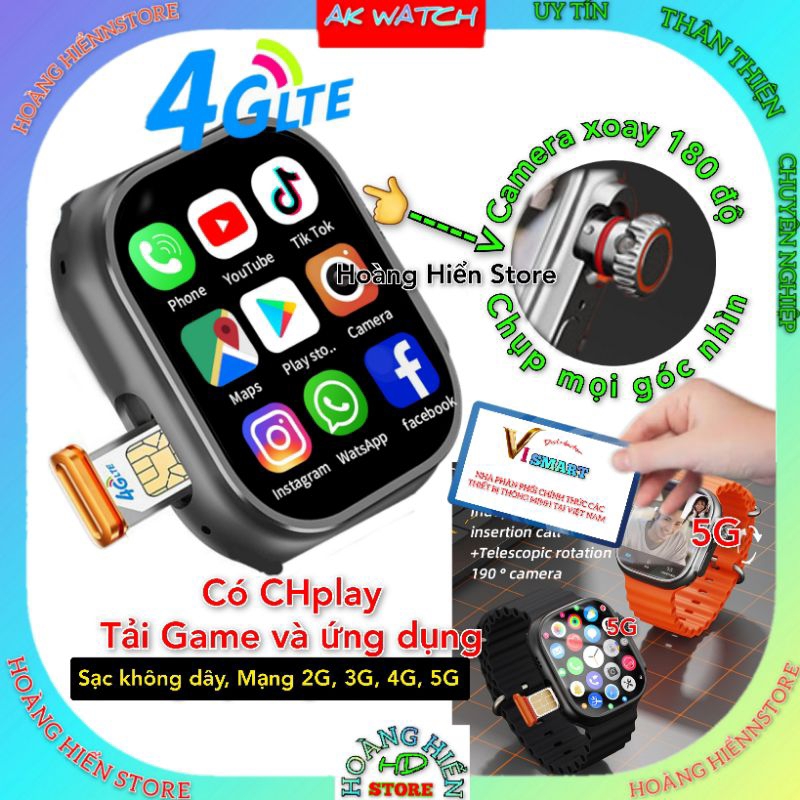 Đồng hồ thông minh ViSmart 5G UT, Android 8.1 Có CHplay Tải Game và ứng ...