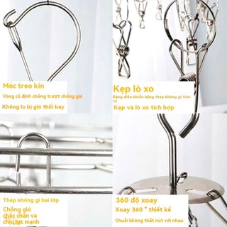 MÓC 24 KẸP INOX TRÒN;  Móc chùm ,móc tròn 24 kẹp phơi quần áo ,phơi đồ inox 304 cao cấp bền đẹp-MA: MOCKEPTRON