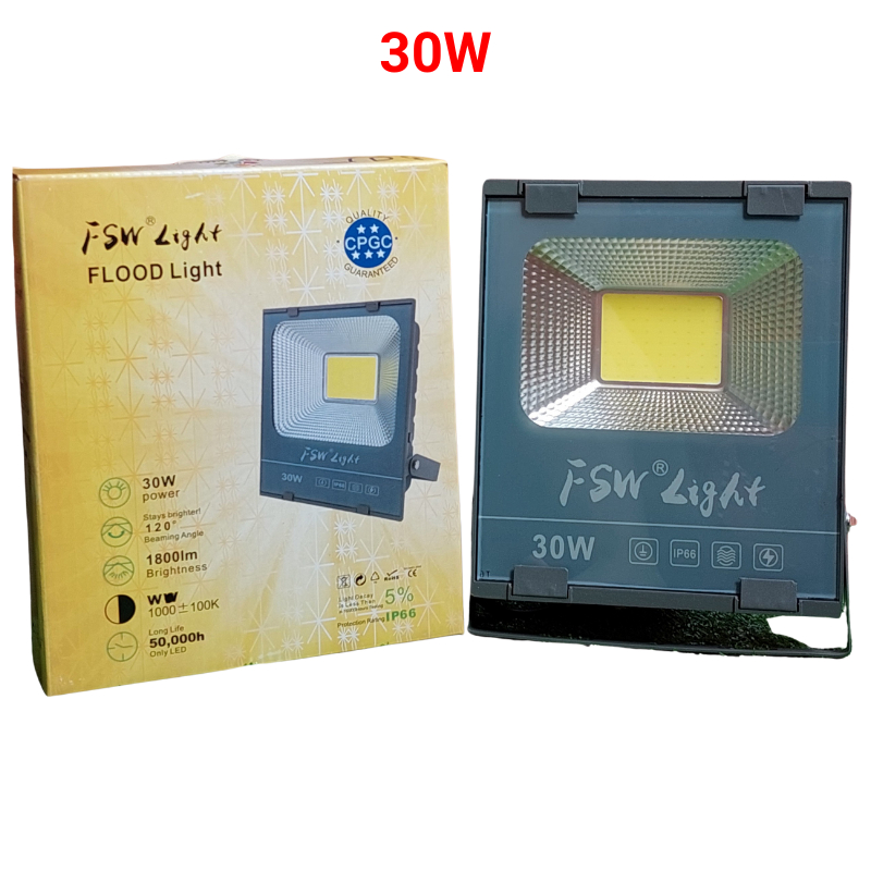 Bộ Đèn Pha LED Cao Cấp FSW 30W 50W 100W Trắng, Vàng