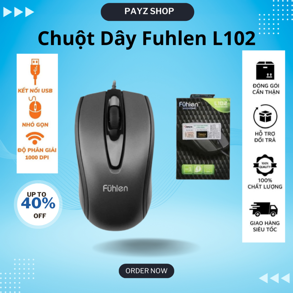 Chuột Có Dây Fuhlen L102 Nhập Khẩu Payzshop 1000 DPI Optical USB - Dùng ...