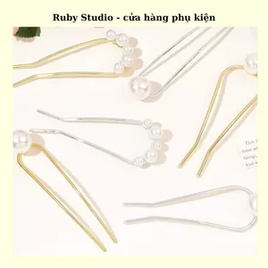 Trâm Cài Tóc Chữ U Đính Ngọc Trai Giả Thanh Lịch.