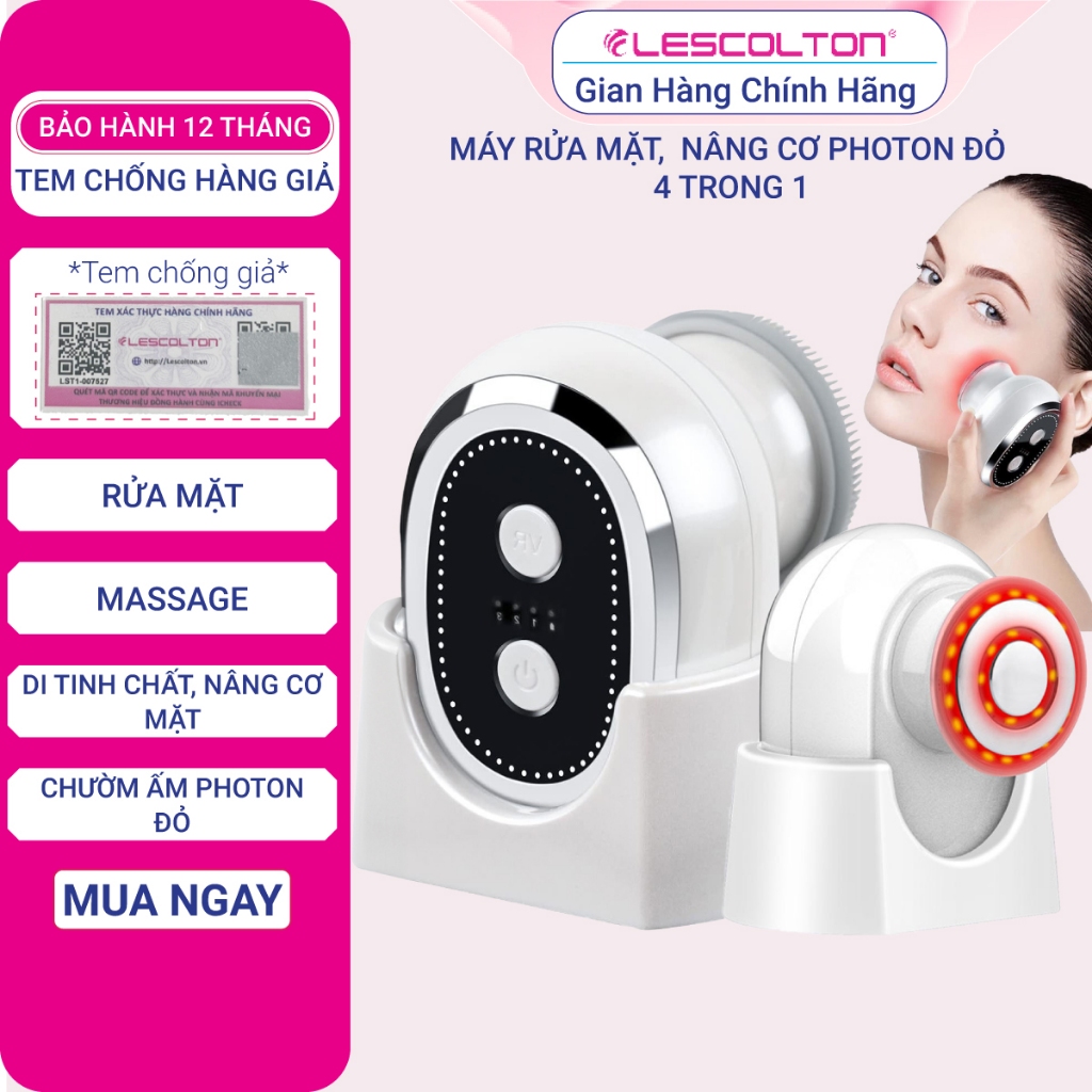 Ảnh Set máy triệt mini đầu triệt lạnh, trị mụn và máy rửa mặt đa chức năng 5in1 đẩy tinh chất, nâng cơ mặt, rửa mặt 2