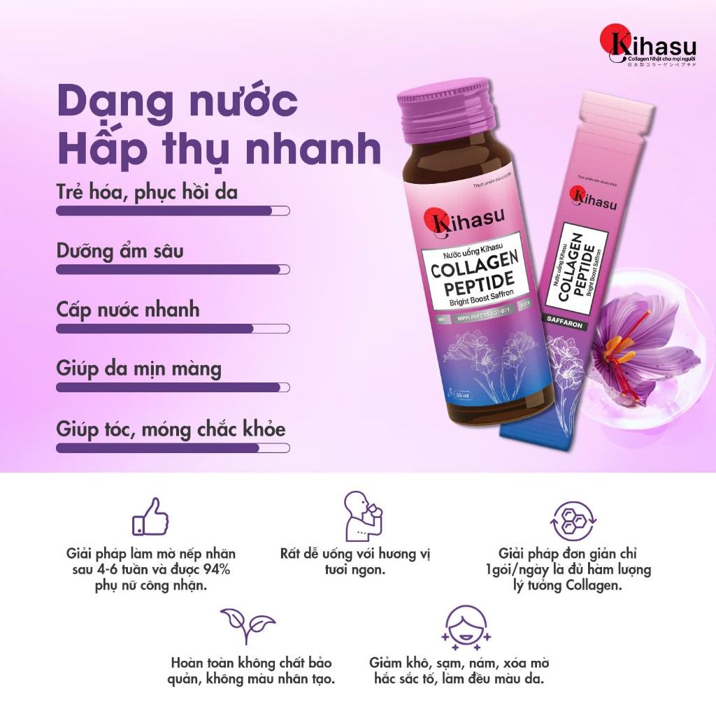 Ảnh Hộp 10 Chai Nước Collagen Kihasu Cao Cấp Hỗ Trợ Sáng Da, Mờ Nám, Hương Vị Thơm Ngon Dễ Uống 1