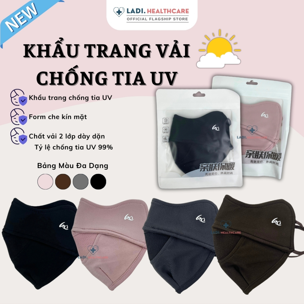 Khẩu trang vải chống nắng Enaide thoáng khí ngăn tia UV làm từ vải lụa mềm mịn, tặng kèm thẻ test UV