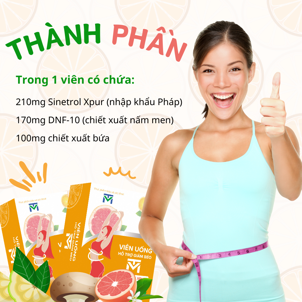 Viên uống hỗ trợ giảm béo VTM, giảm cảm giác thèm ăn, an toàn không tác dụng phụ - lọ 60v