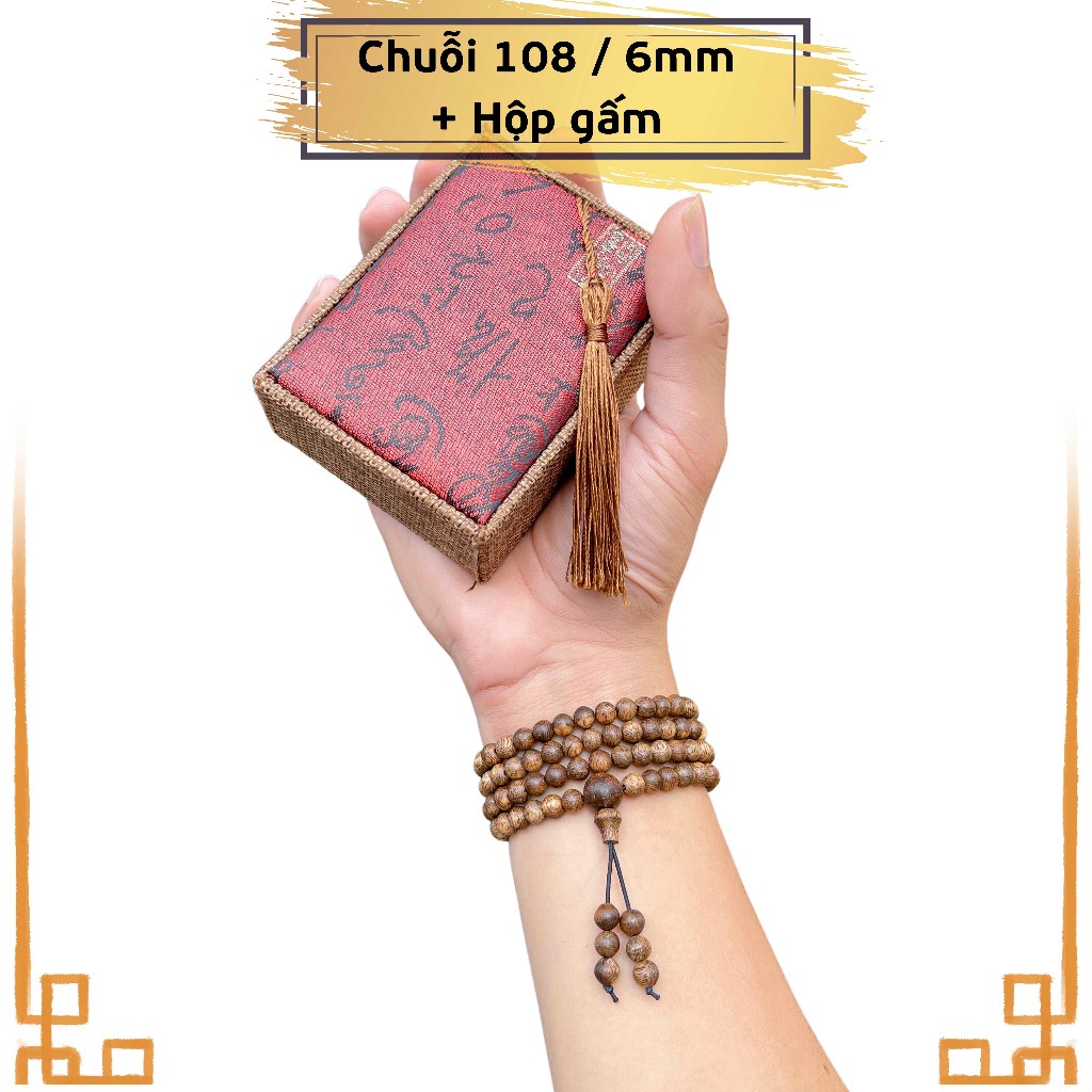 Vòng tay trầm hương chuỗi tràng 108 hạt trầm tóc vườn mang bình an may mắn - Xưởng Mộc Việt