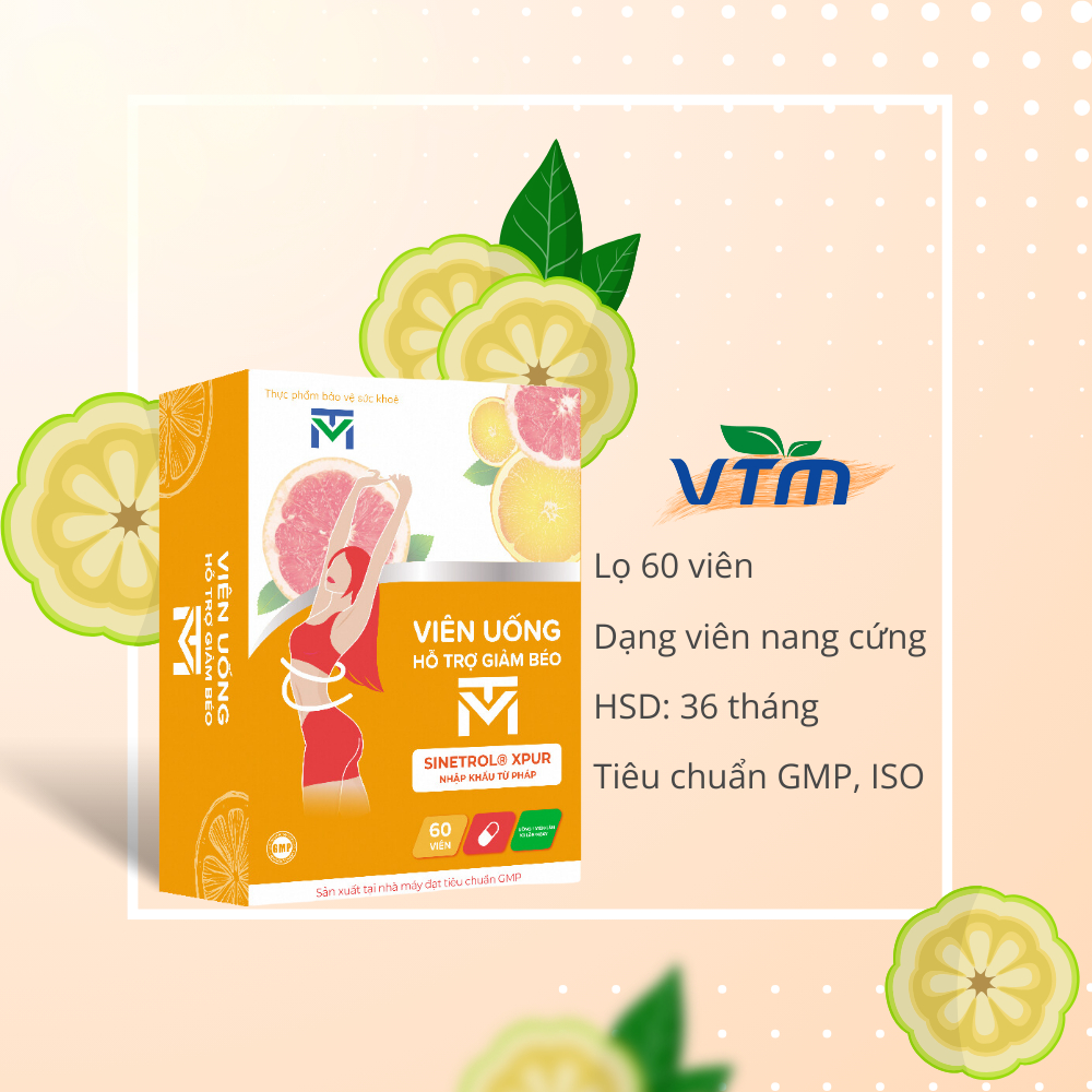 Viên uống hỗ trợ giảm béo VTM, giảm cảm giác thèm ăn, an toàn không tác dụng phụ - lọ 60 viên