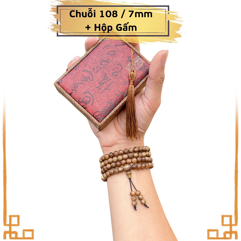 Vòng tay trầm hương chuỗi tràng 108 hạt trầm tóc vườn mang bình an may mắn - Xưởng Mộc Việt