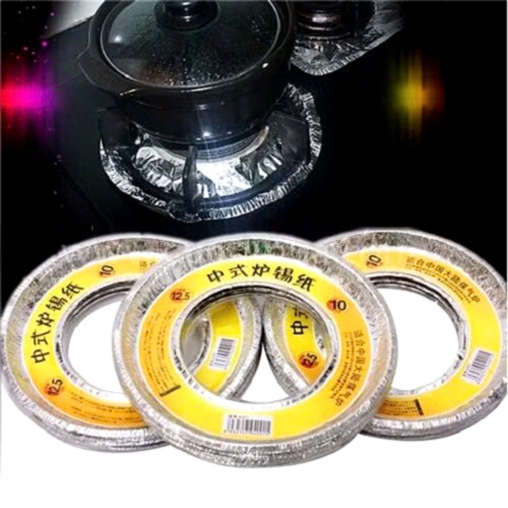 GIẤY BẠC LÓT BẾP HÌNH TRÒN,  Set 10 tấm lót bếp ga bằng giấy bạc hình tròn 23cm dễ dàng vệ sinh bếp- GIAYBAC