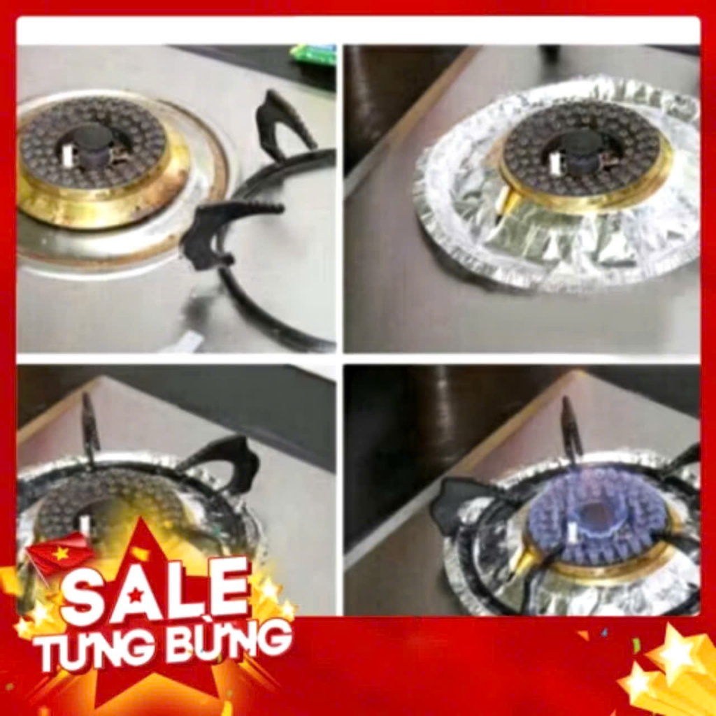 GIẤY BẠC LÓT BẾP HÌNH TRÒN,  Set 10 tấm lót bếp ga bằng giấy bạc hình tròn 23cm dễ dàng vệ sinh bếp- GIAYBAC