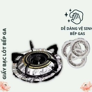 Set 10 miếng giấy bạc tròn lót bếp ga chống bám bẩn, chống tràn dầu mỡ khi nấu,  GIẤY BẠC LÓT BẾP - GIAYBAC458