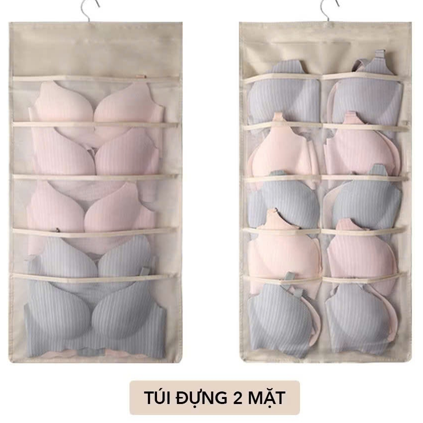 Túi đựng đồ lót có móc treo - túi vải lưới đựng đồ 2 mặt 30 ngăn , TÚI ĐỰNG ĐỒ LÓT