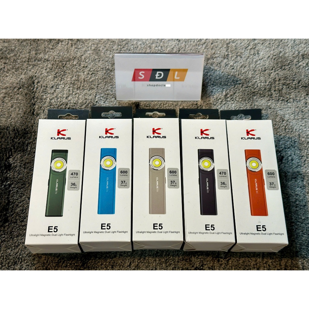 Đèn pin KLARUS E5 sáng 470Lm chiếu xa 41m trang bị 2 LED COB đuôi nam ...