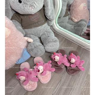 DÉP LÔNG đi trong nhà mùa đông  gắn GẤU DÂU NẰM cute