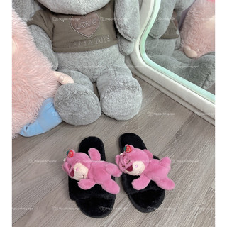DÉP LÔNG đi trong nhà mùa đông  gắn GẤU DÂU NẰM cute