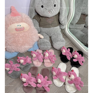 DÉP LÔNG đi trong nhà mùa đông  gắn GẤU DÂU NẰM cute