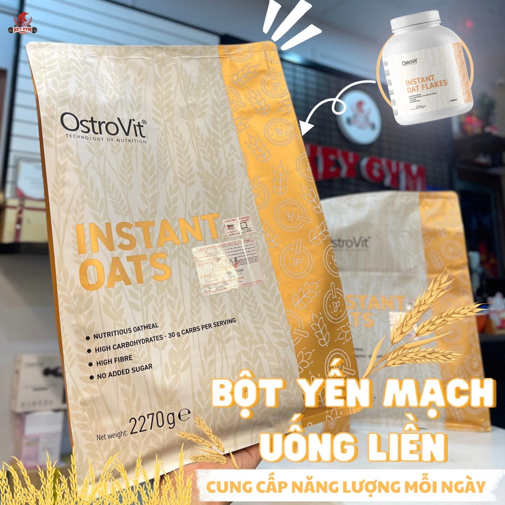 [BN] [TẶNG BÌNH] Yến Mạch Uống Liền - Ostrovit Instant Oat Flakes 45 Servings (2270 gram) - KEYGYM