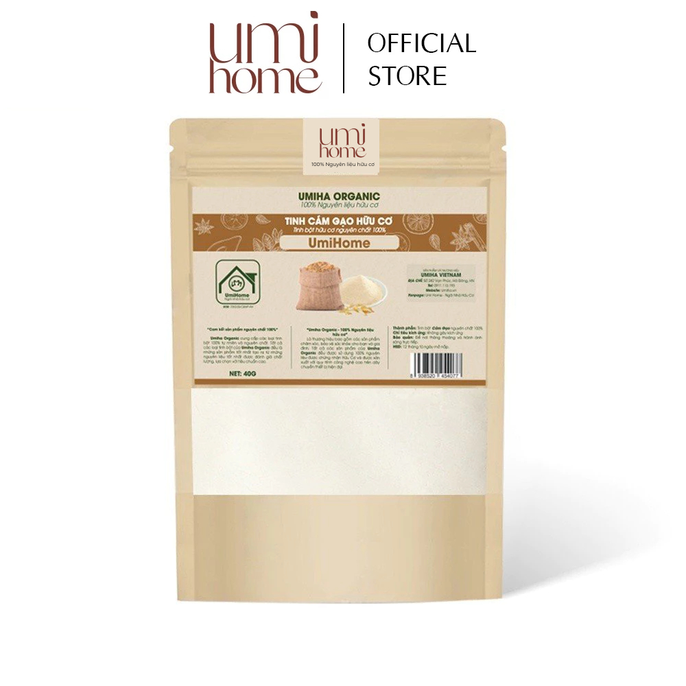 Ảnh Bột Cám Gạo đắp mặt hữu cơ UMIHOME nguyên chất | Rice bran flour 40G 1