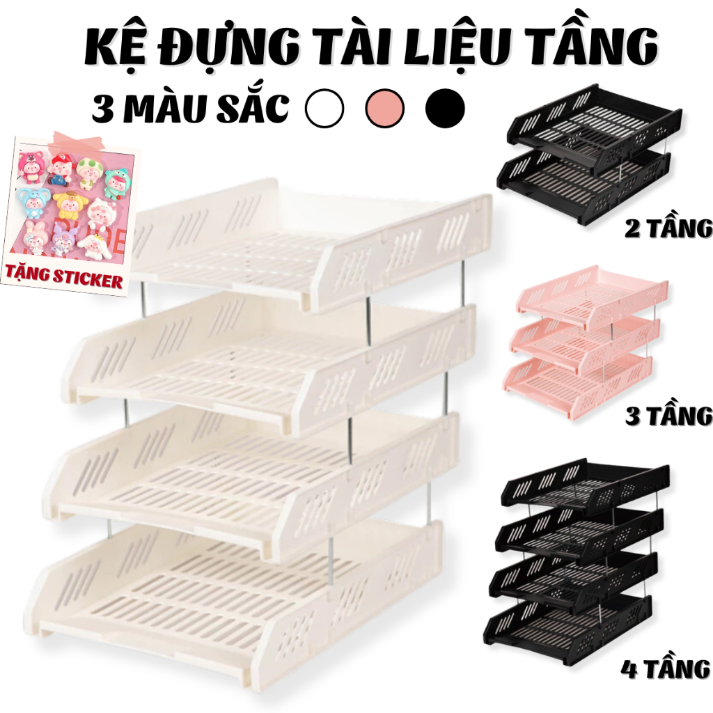 [TẶNG STICKER] Kệ Đựng Tài Liệu Văn Phòng Phẩm 2 Tầng, 3 Tầng, Kệ Đựng Sách Để Bàn