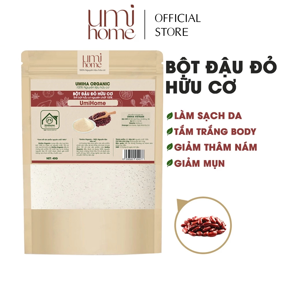 Ảnh Combo 3 bột tẩy da chết Umi Home gồm bột trà xanh, đậu đỏ, cám gạo (40gx3) 2