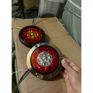 Đèn led hậu đơn, đèn hậu tròn 2 màu xe tải điện 12v, 24v