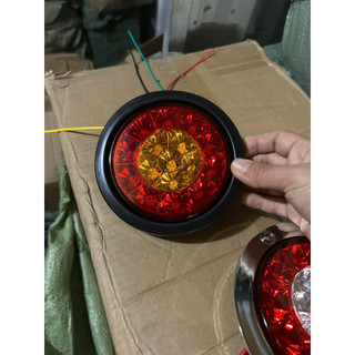 Đèn led hậu đơn, đèn hậu tròn 2 màu xe tải điện 12v, 24v
