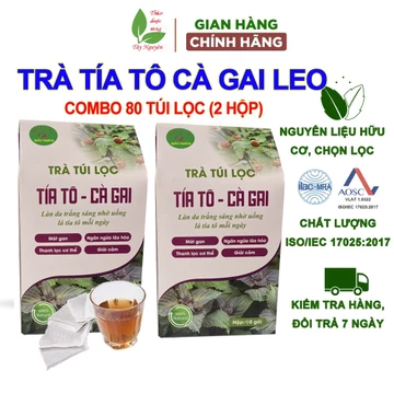 Combo 2 hộp trà túi lọc tía tô, cà gai leo Bảo Khang, trà tía tô kết hợp cà gai leo dạng túi lọc