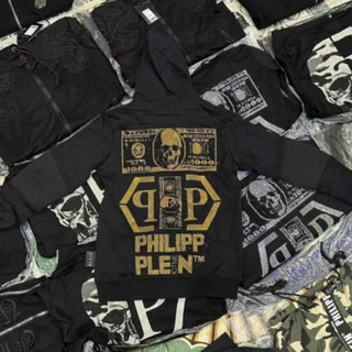 Áo Khoác Hoodie Philipp Plein Khóa Zip Đính Đá Hình Đầu Lâu Sang Trọng, Áo Khoác Boy Phố 2024