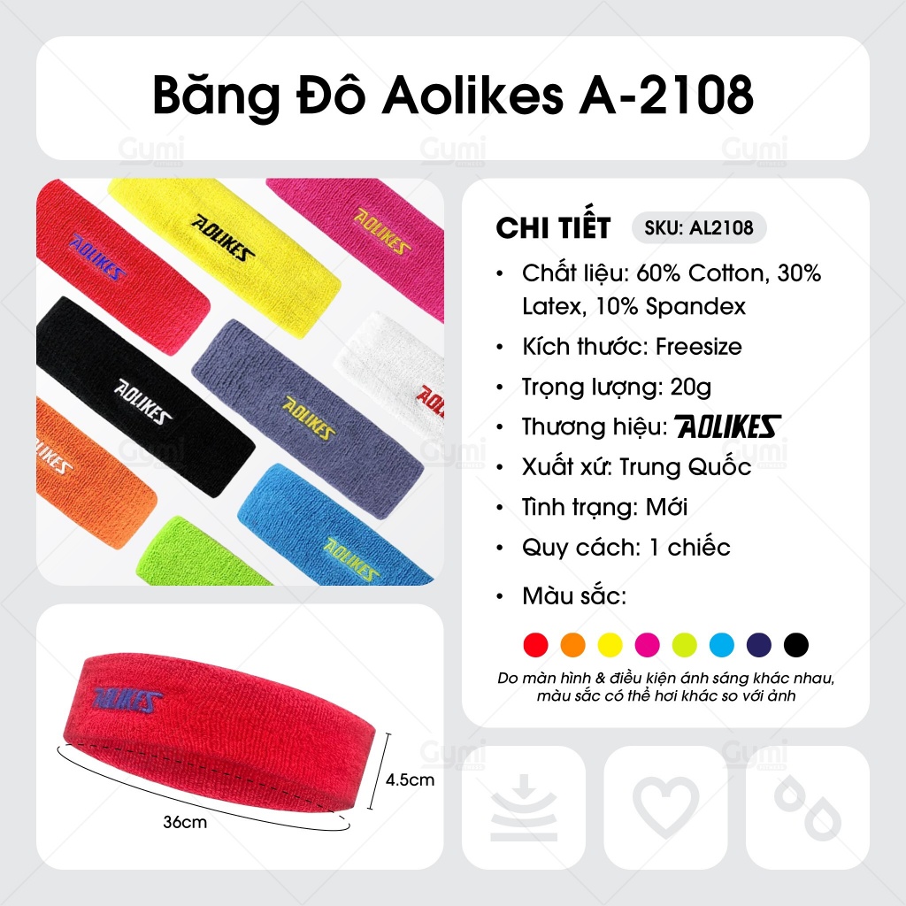 Băng Đô Thể Thao Aolikes A-2108 - Co Giãn, Thoáng Khí, Cho Nam Nữ - BangDo-AL2108