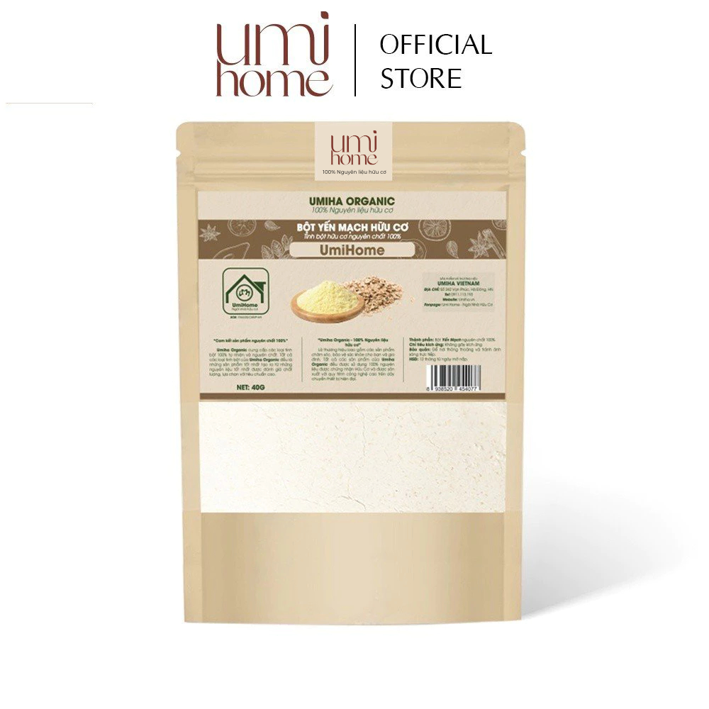 Ảnh Bột Yến Mạch đắp mặt nạ UMIHOME nguyên chất | Oatmeal 100% Organic 40G 1