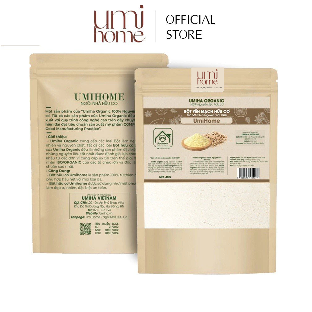 Ảnh Bột Yến Mạch đắp mặt nạ UMIHOME nguyên chất | Oatmeal 100% Organic 40G 2