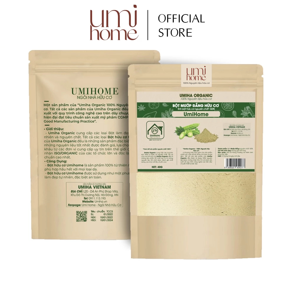 Ảnh Combo 3 bột ngừa mụn và mờ thâm Umi Home gồm bột trà xanh, mướp đắng, diếp cá (40gx3) 2