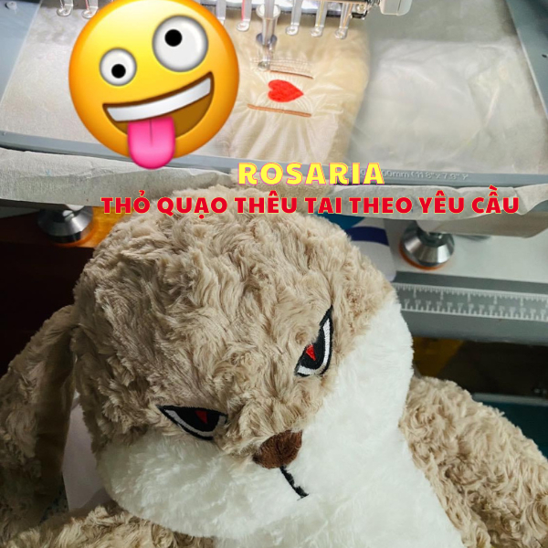 [HỎA TỐC] Gấu Bông Thỏ Quạo Thêu Tai Theo Yêu Cầu - Quà tặng trẻ em, sinh nhật, người yêu - Gấu Bông Xinh Rosaria